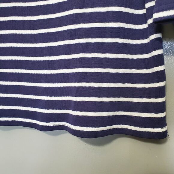 L.L. Bean Sweater Womens Size 2X Blue White Striped Cotton Knit Casual Coastal - Picture 6 of 10